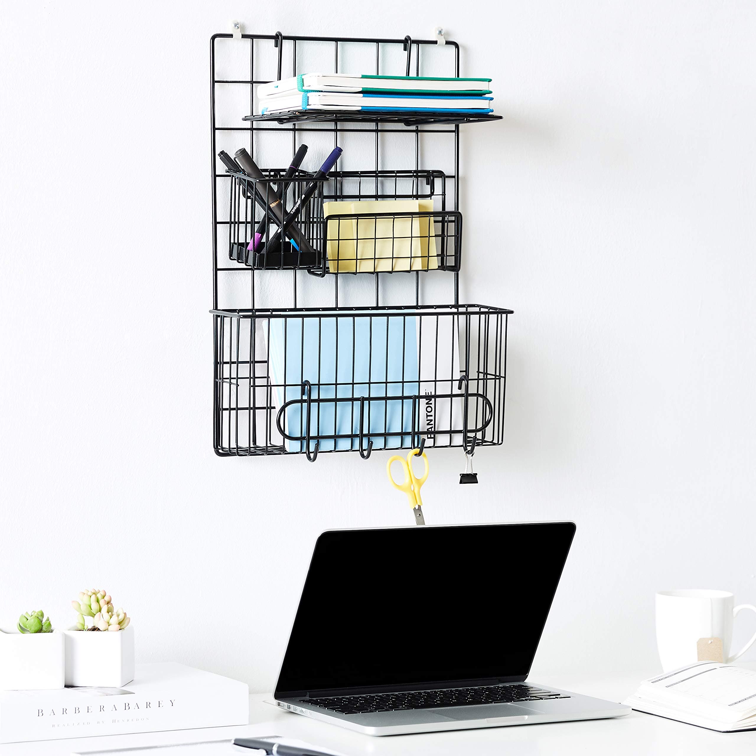 AmazonBasics Wall Wire Grid Panel, 6-Piece Set, Black