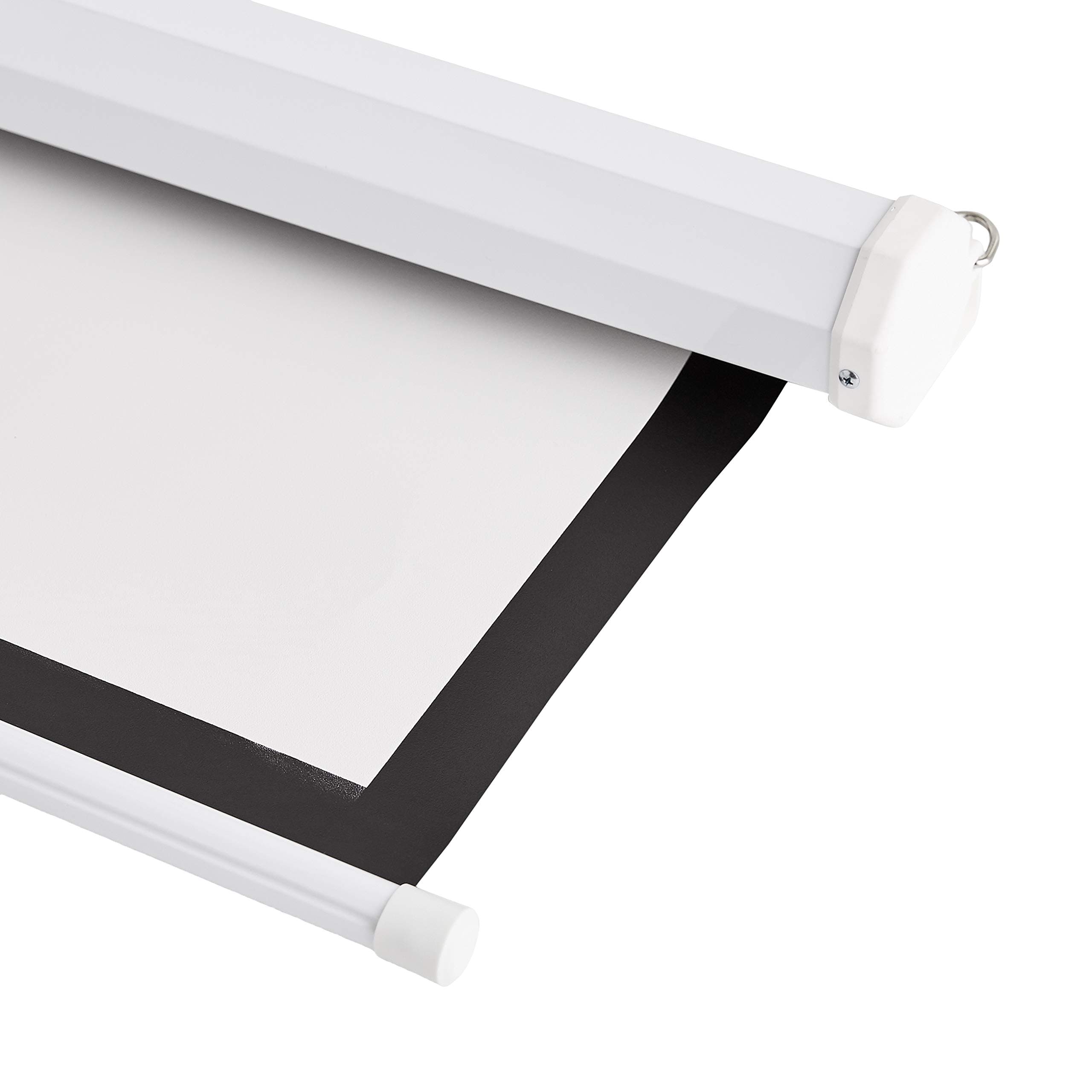 AmazonBasics - Projector Screen, Manual Extendable Roller Blind, 4K/8K Ultra HDR 3D Ready (16:9) White