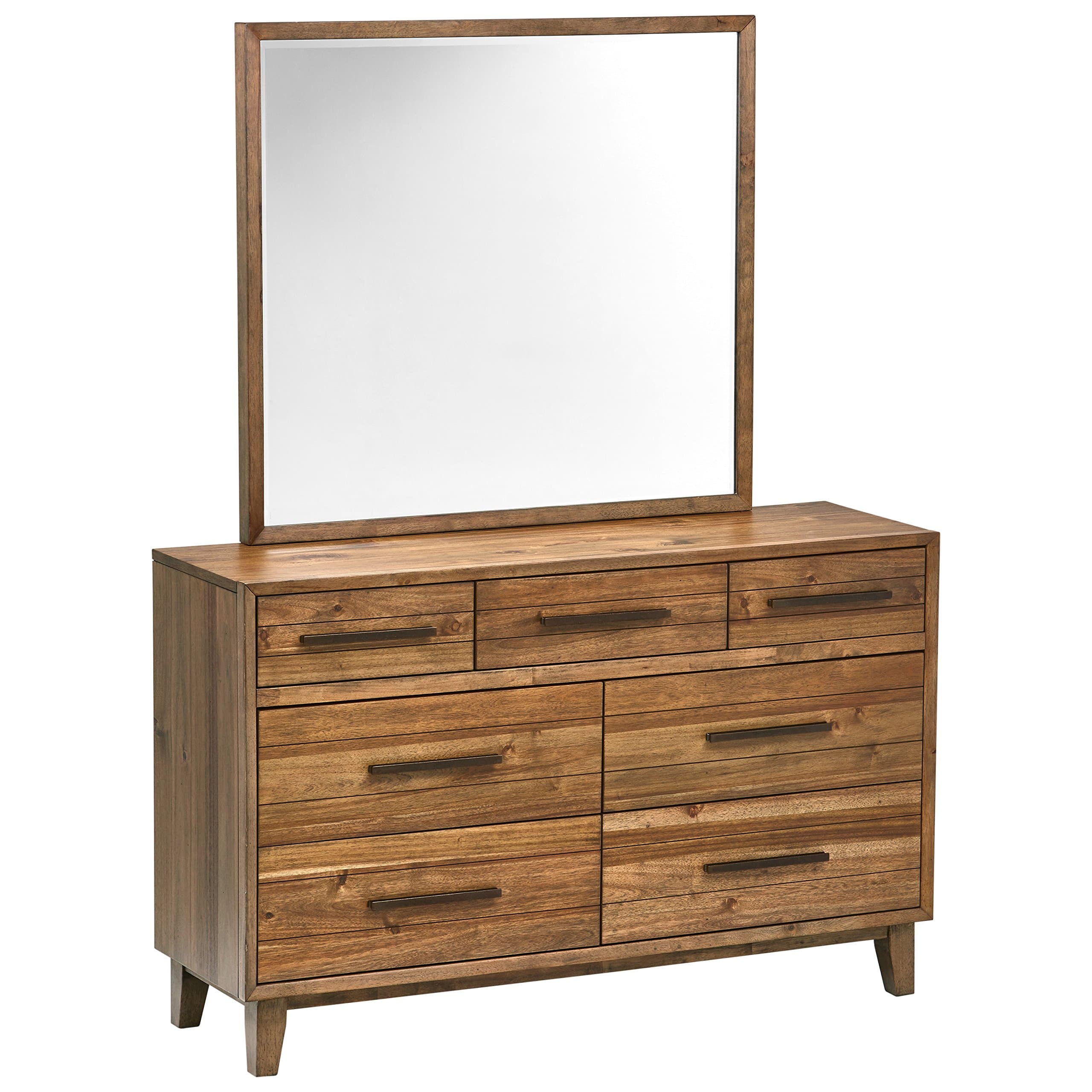 Stone & Beam Brecken Modern Wood Bedroom Dresser, 55", Brass Hardware, Brown