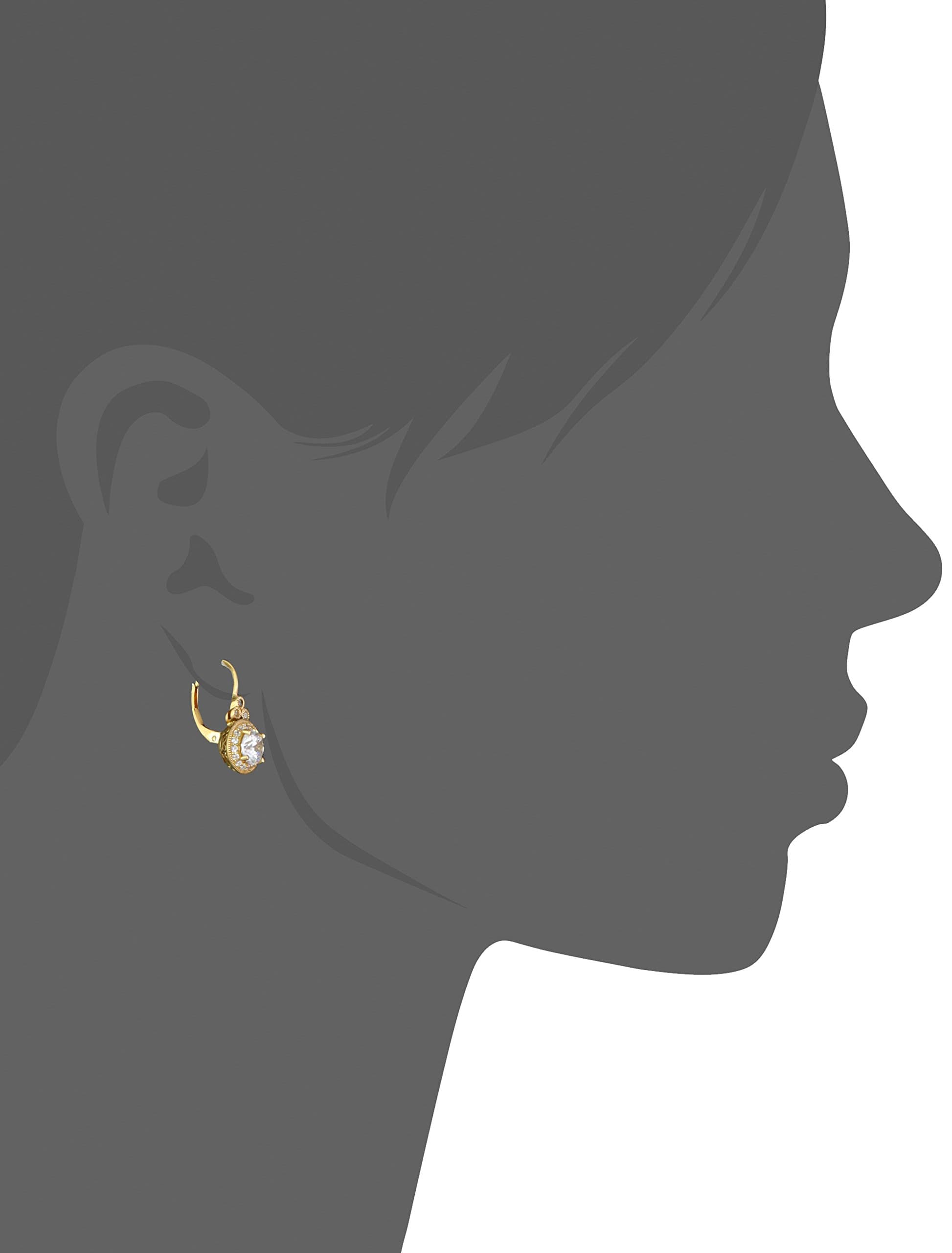 Yellow Gold Plated Sterling Silver Antique Drop Earrings set with Round Cut Swarovski Zirconia (3.5 cttw)