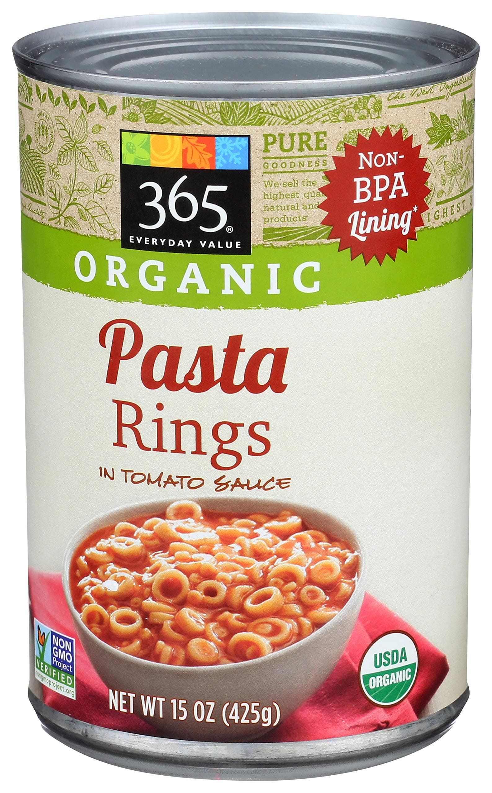 365 Everyday Value, Organic Pasta Rings in Tomato Sauce, 15 oz