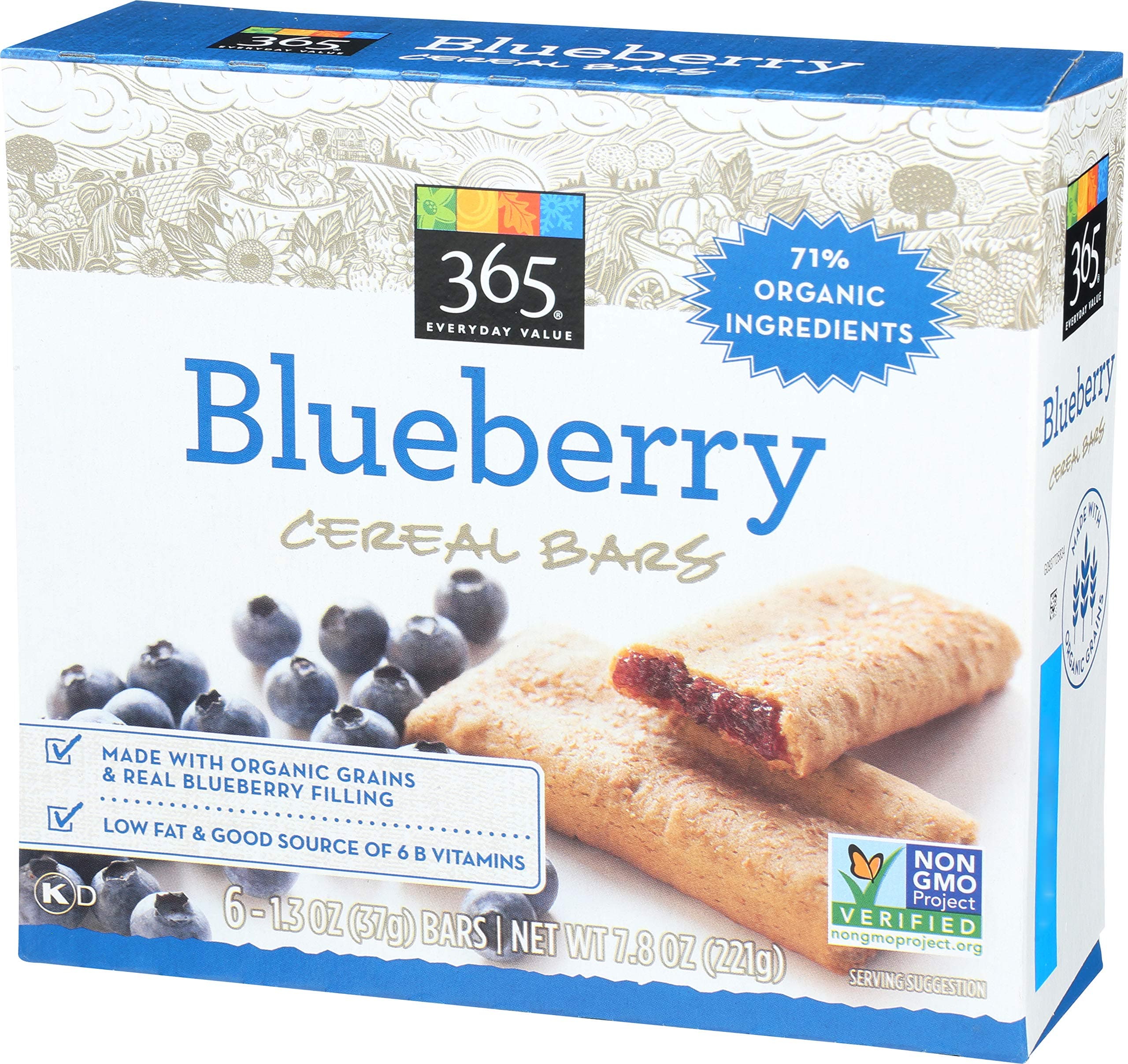 365 Everyday Value, Cereal Bars, Blueberry (6 - 1.3 oz bars), 7.8 oz