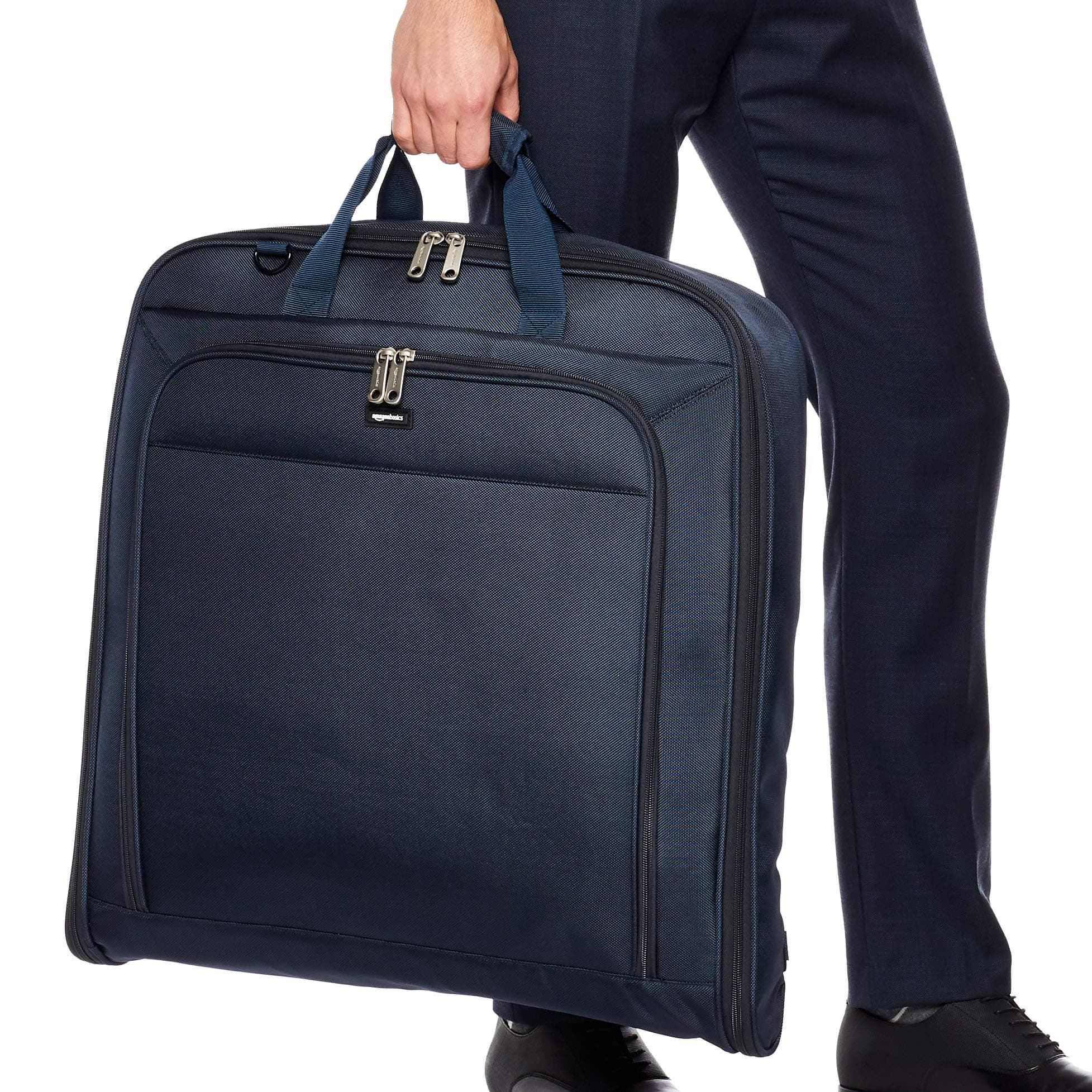 AmazonBasics Premium Travel Hanging Luggage Suit Garment Bag - 45 Inch, Navy Blue