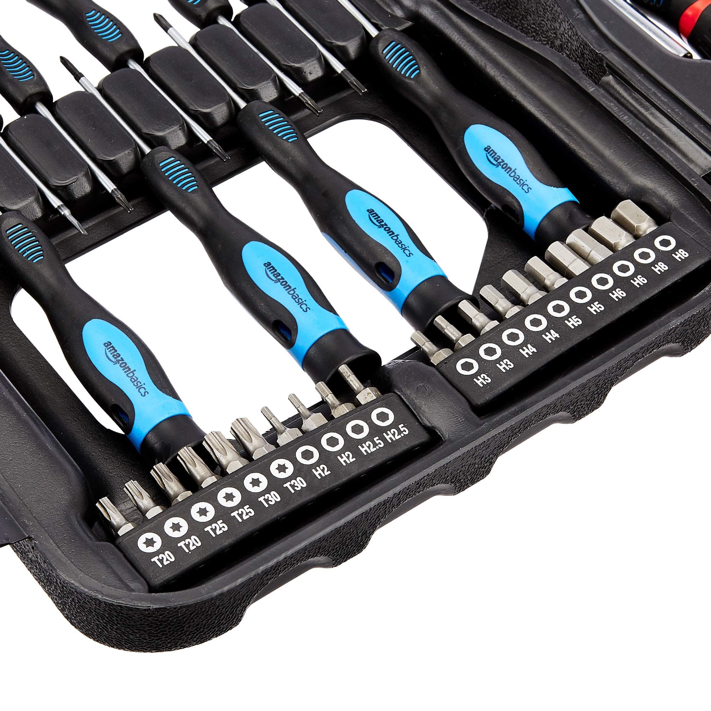 AmazonBasics 58-Piece Screwdriver Set - Precision Slotted, Phillips, Torx (Renewed)
