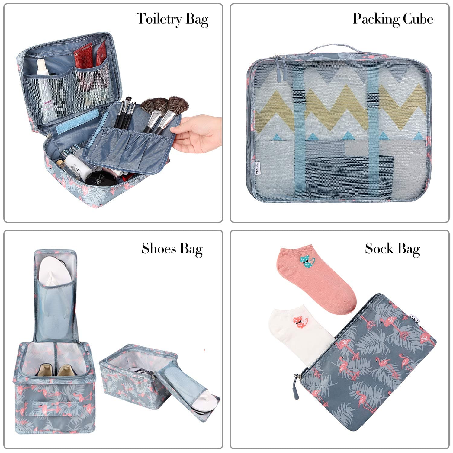 Eono Essentials 8-Pcs Lightweight Luggage Packing Organisers Packing Cubes for Travel Accessories