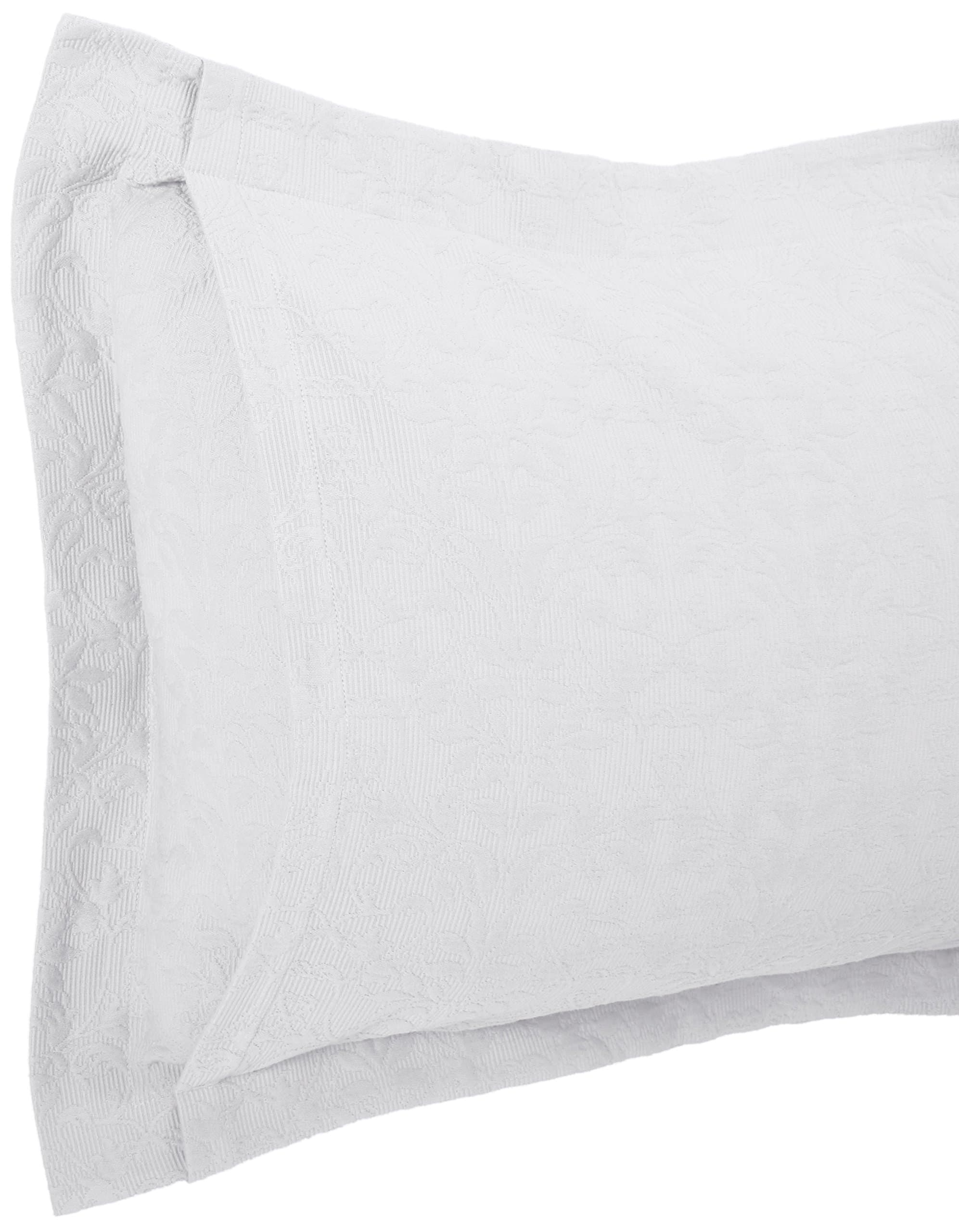 AmazonBasics Pinzon Ivy Matelassé Cotton Sham, Euro, White