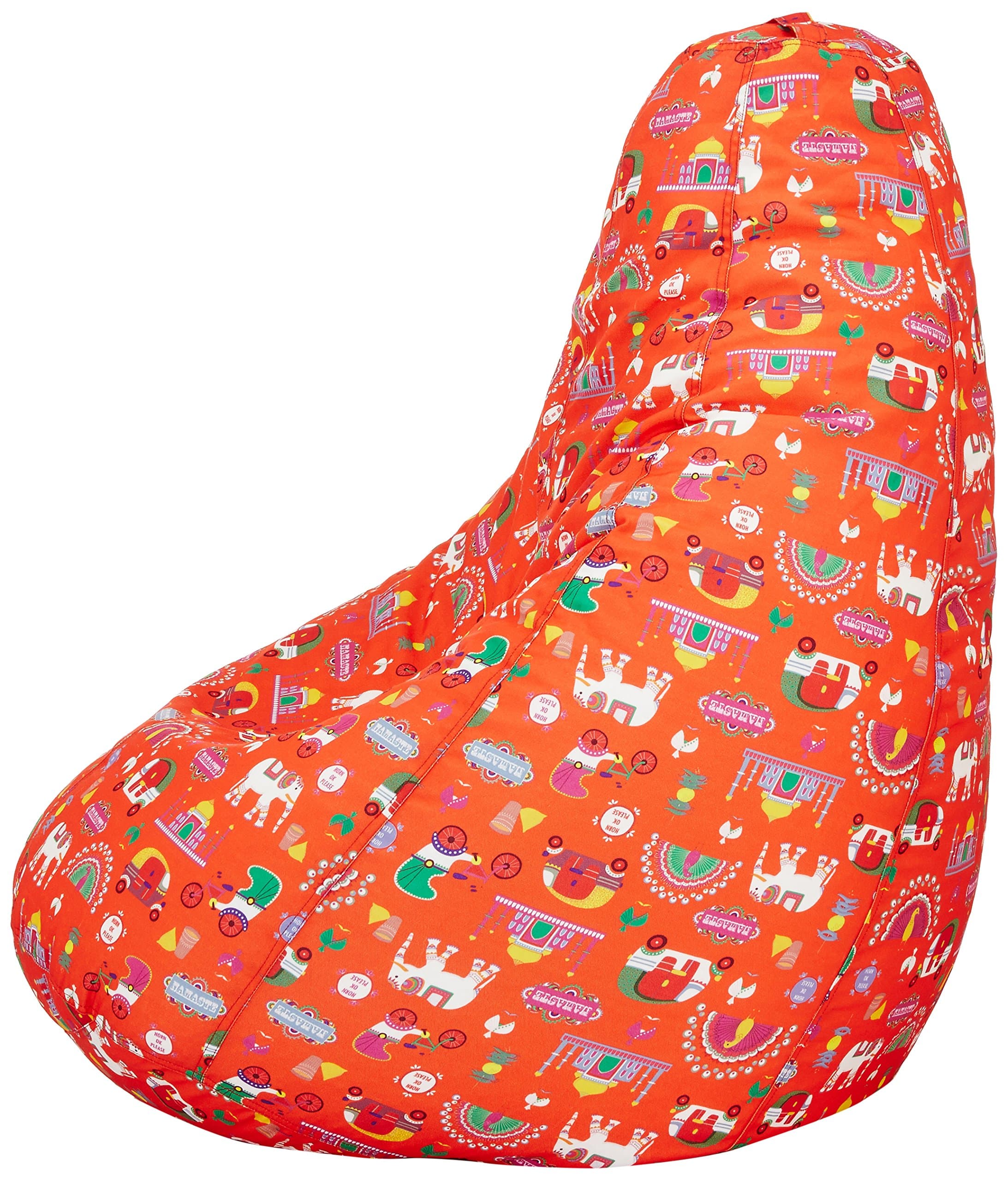Amazon Brand - Solimo Quirky Red XXXL Printed Bean Bag Cover Without Beans