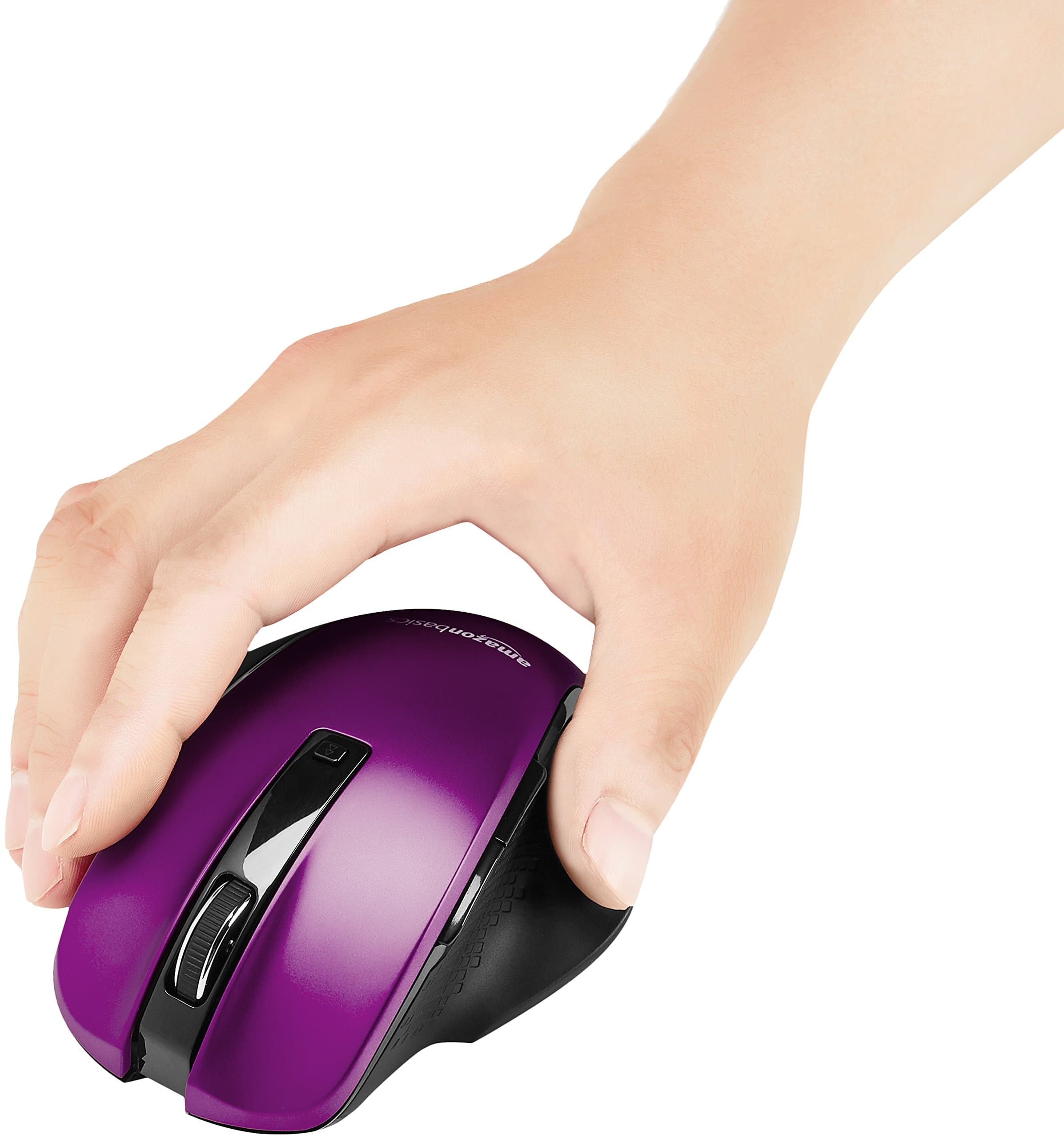 AmazonBasics Compact Ergonomic Wireless PC Mouse with Fast Scrolling – Purple