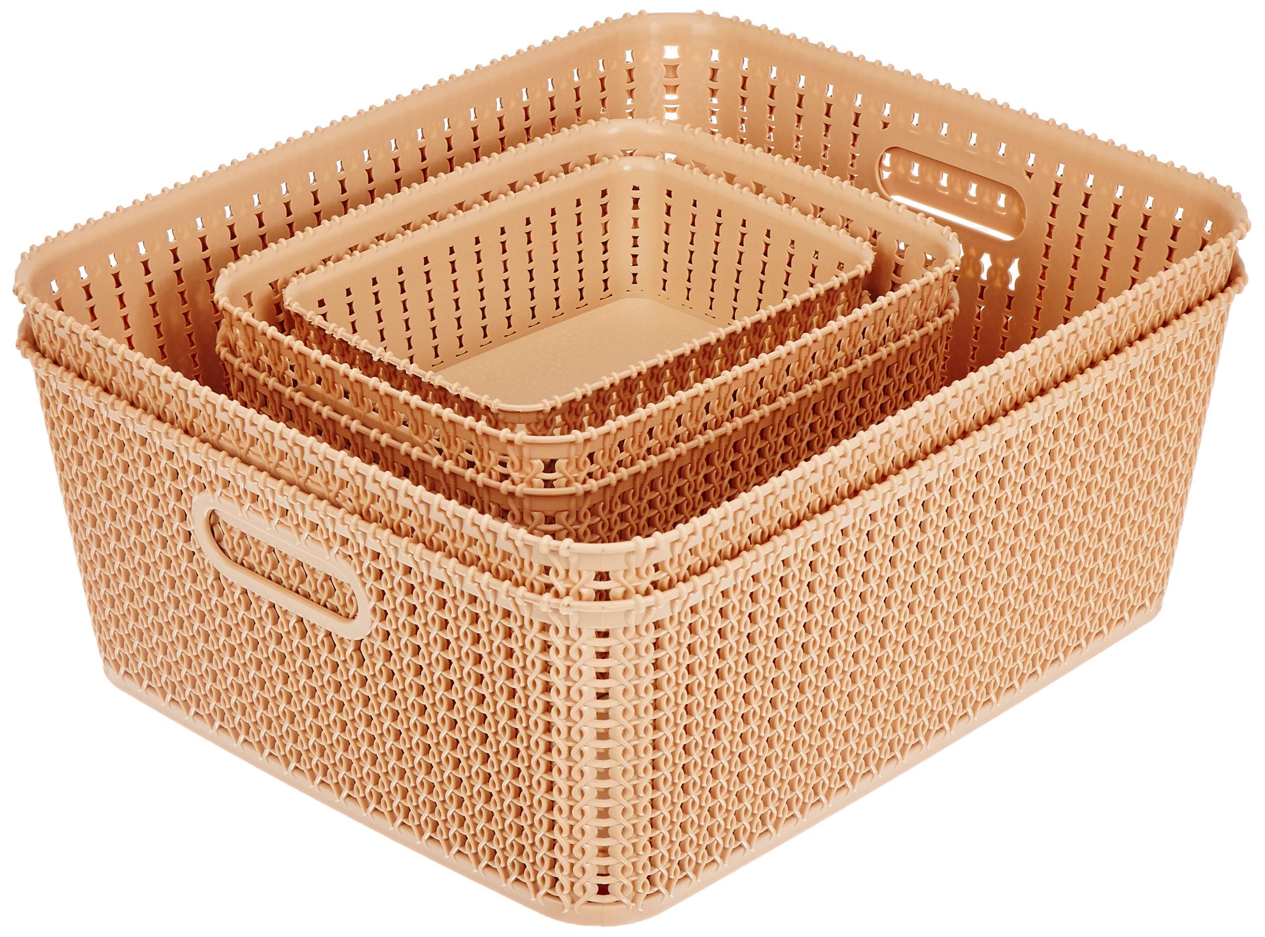 Amazon Brand - Solimo 6 Piece Storage Basket Set, Beige