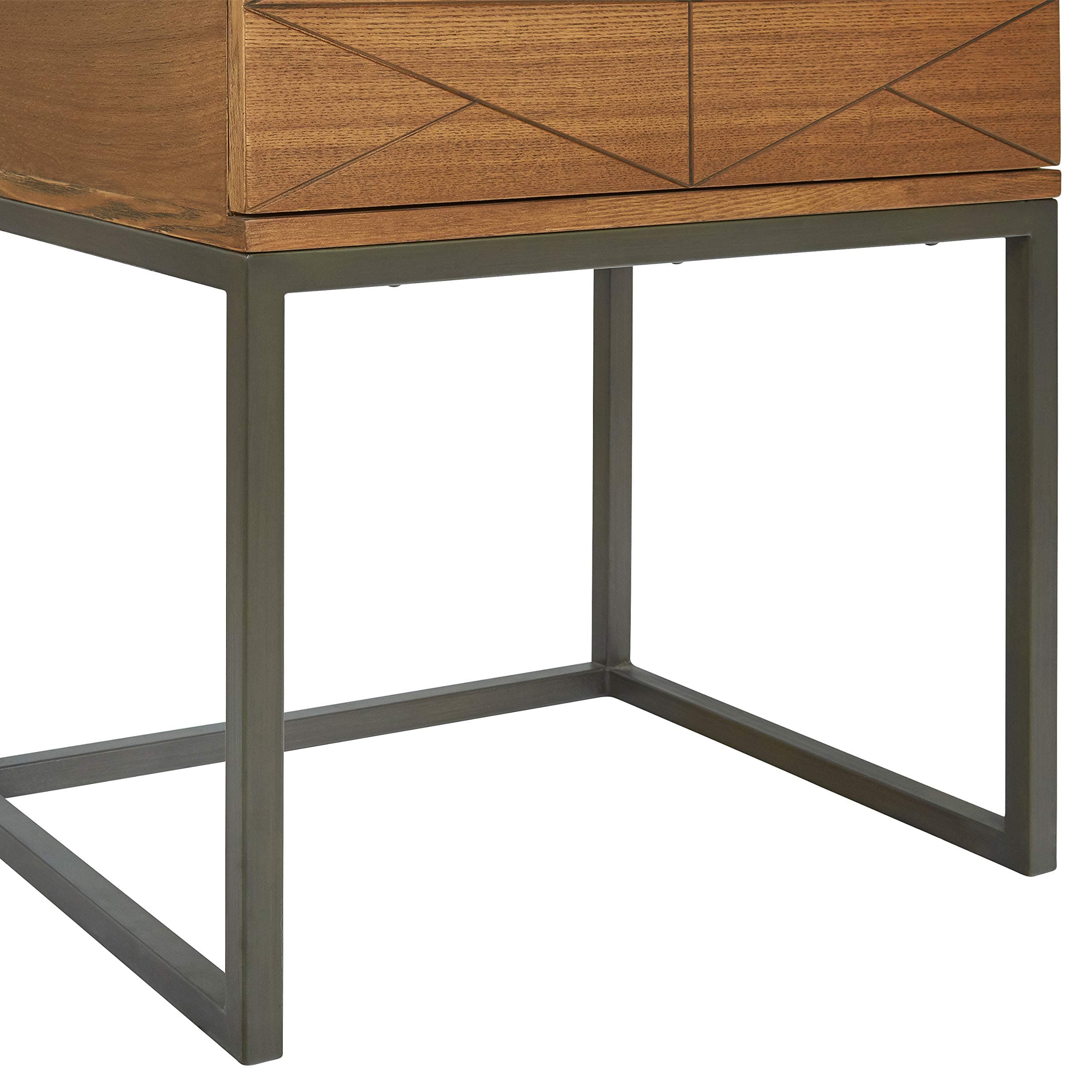 Amazon Brand – Stone & Beam Side Table with Drawer, 19"W, Ash Veneer, Walnut and Antique Bronze Finish
