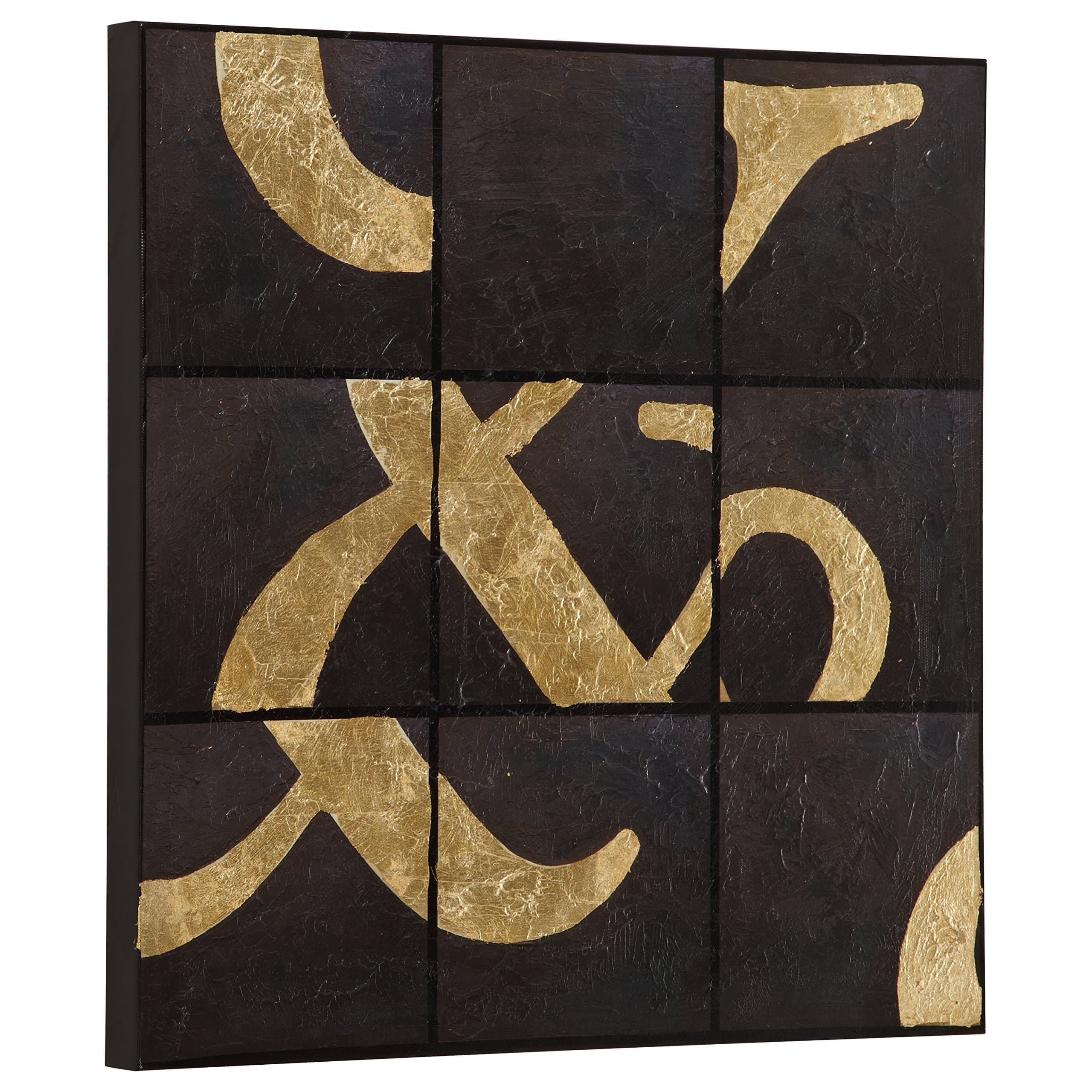 Amazon Brand – Rivet Abstract Gold Ribbon Print on Canvas Wall Art Decor, 30" x 30"