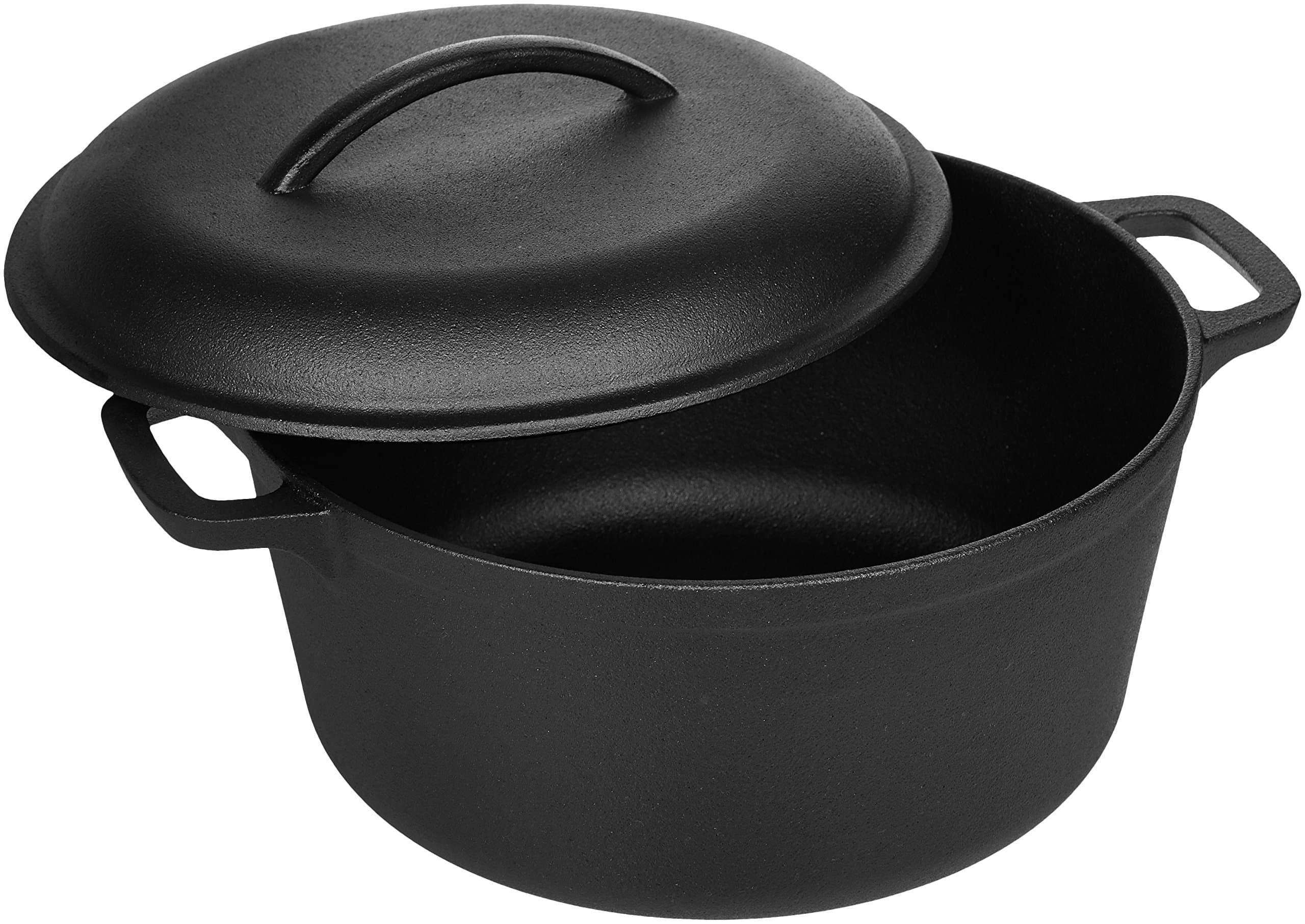 AmazonBasics Pre-Seasoned Cast Iron Dutch Oven Pot with Lid and Dual Handles, 5-Quart