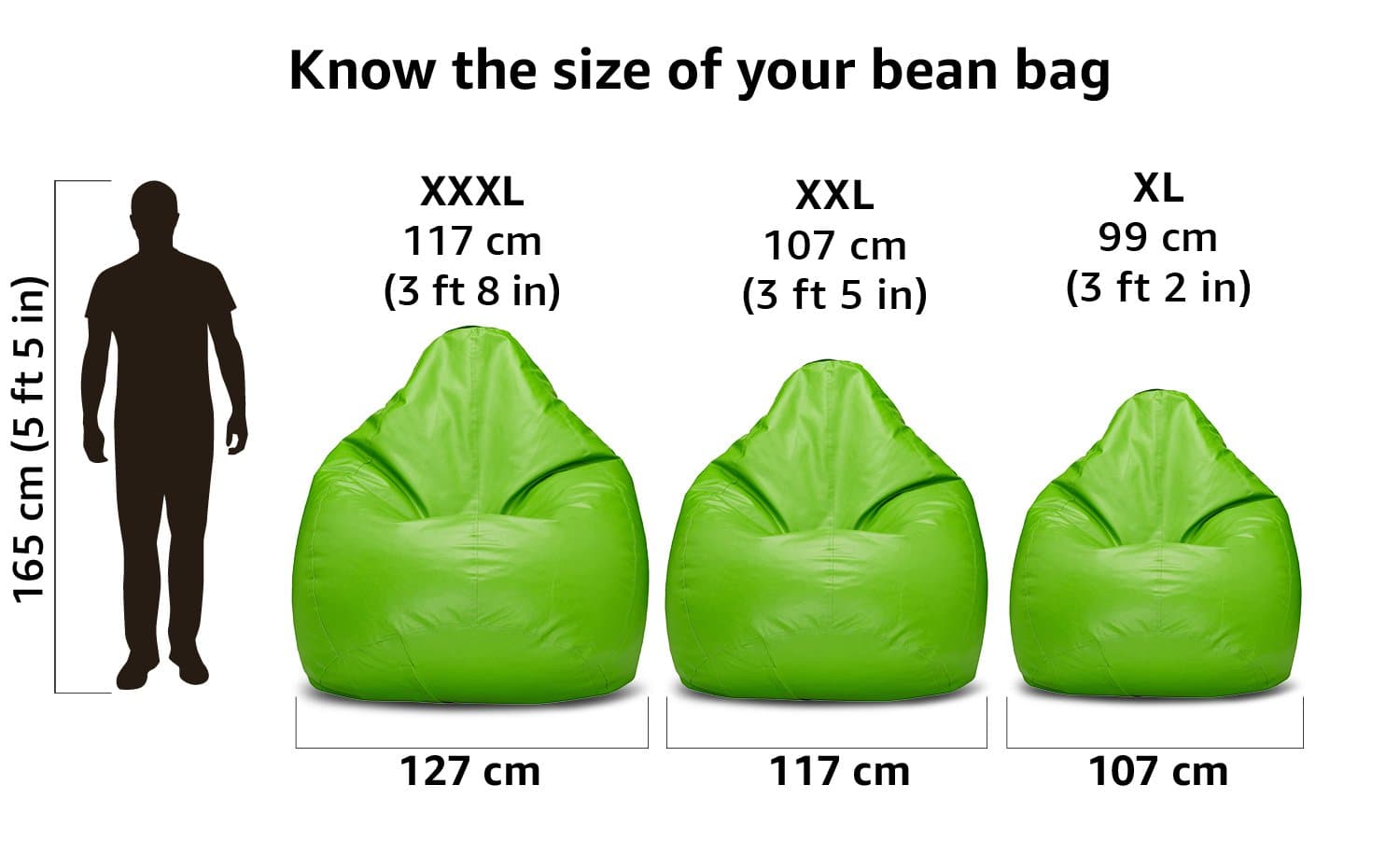 Amazon Brand - Solimo XXXL Bean Bag Cover (Green)