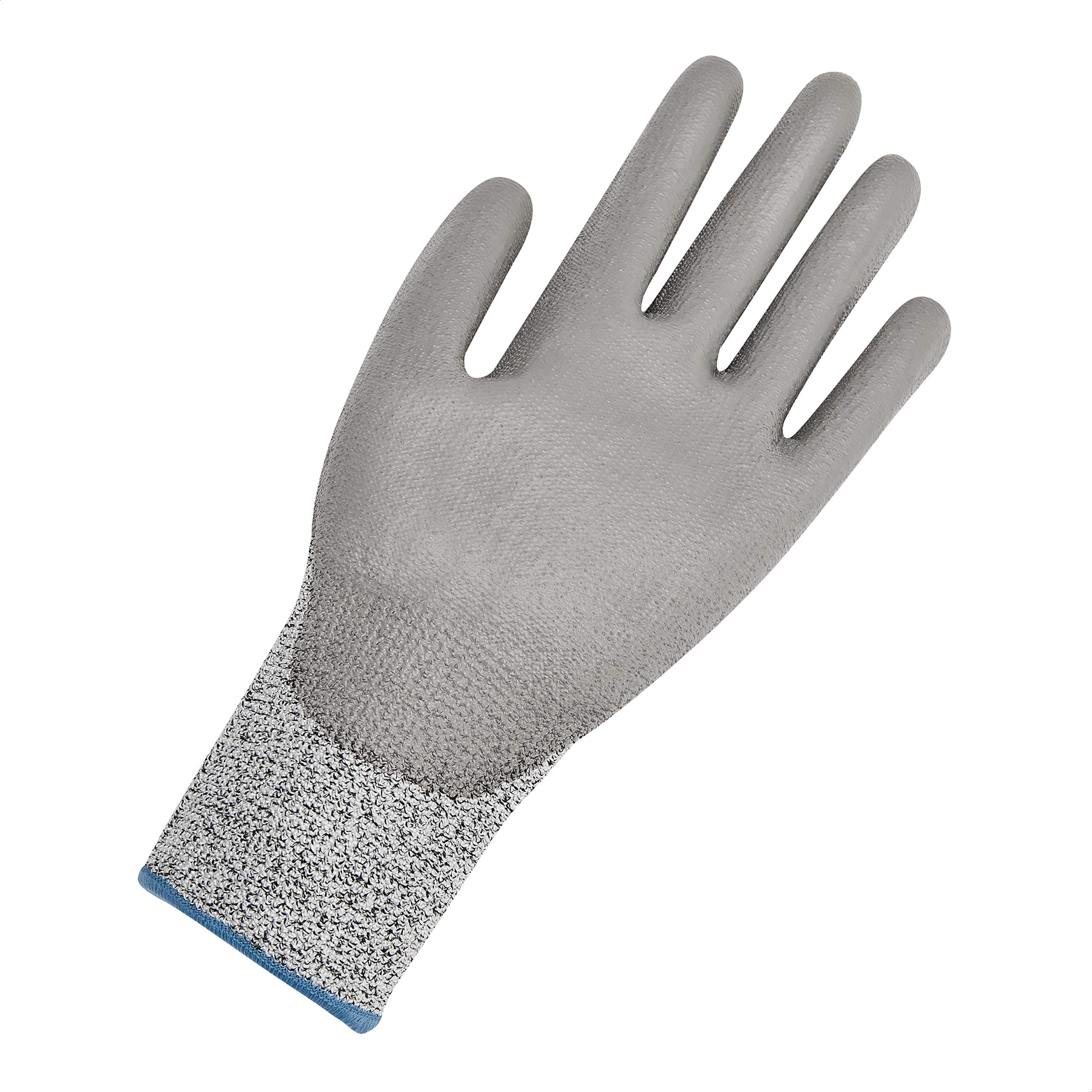 AmazonBasics Cut-Resistant Work Gloves, Cut Level A2, Polyurethane Coated Gloves, Touch Screen, Salt and Pepper, Size 7, S, 6-Pairs