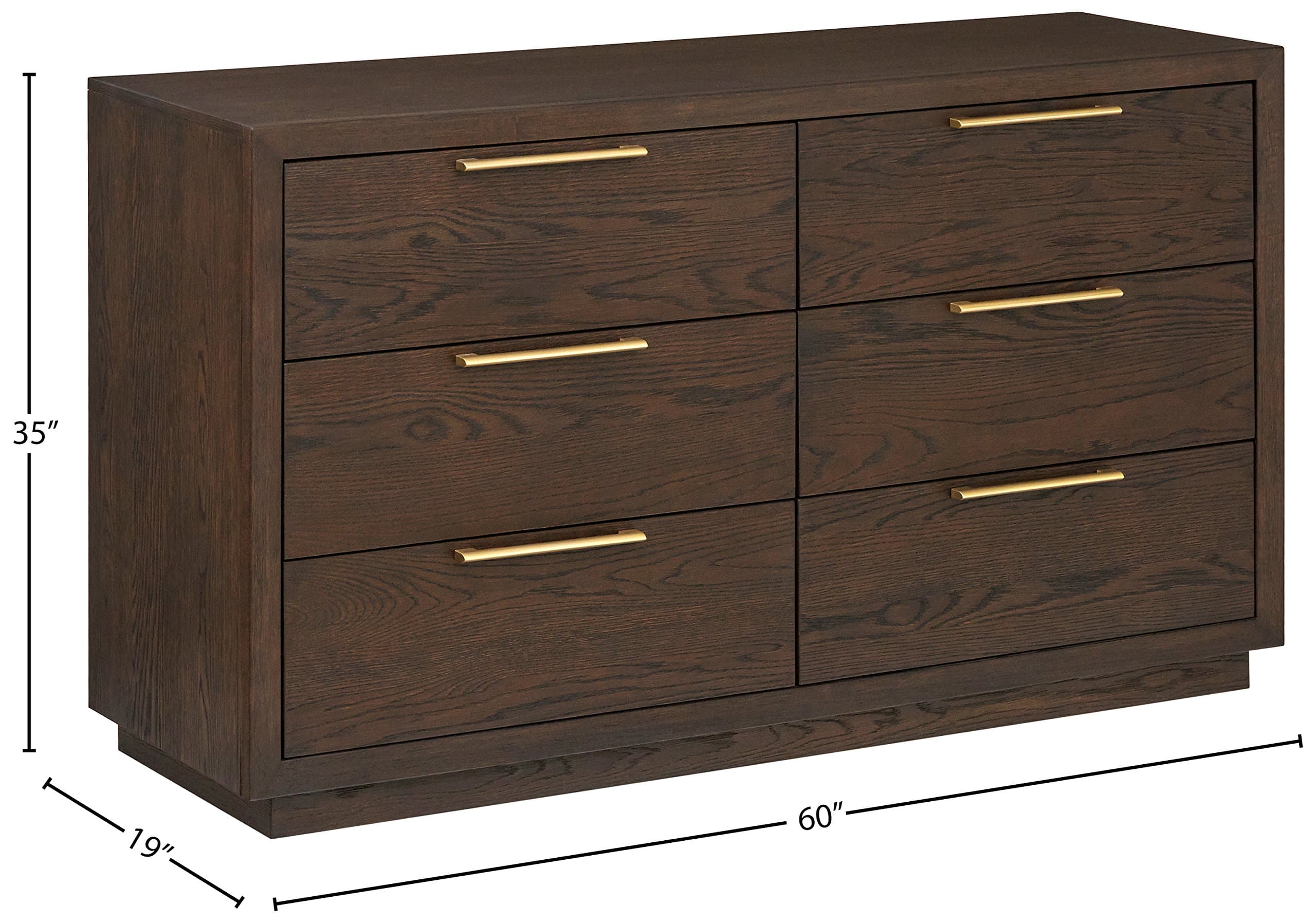 Amazon Brand – Rivet West, Mid-Century, Oak Distinct Grain, 6-Drawer Dresser, 60"W, Dark Oak Finish