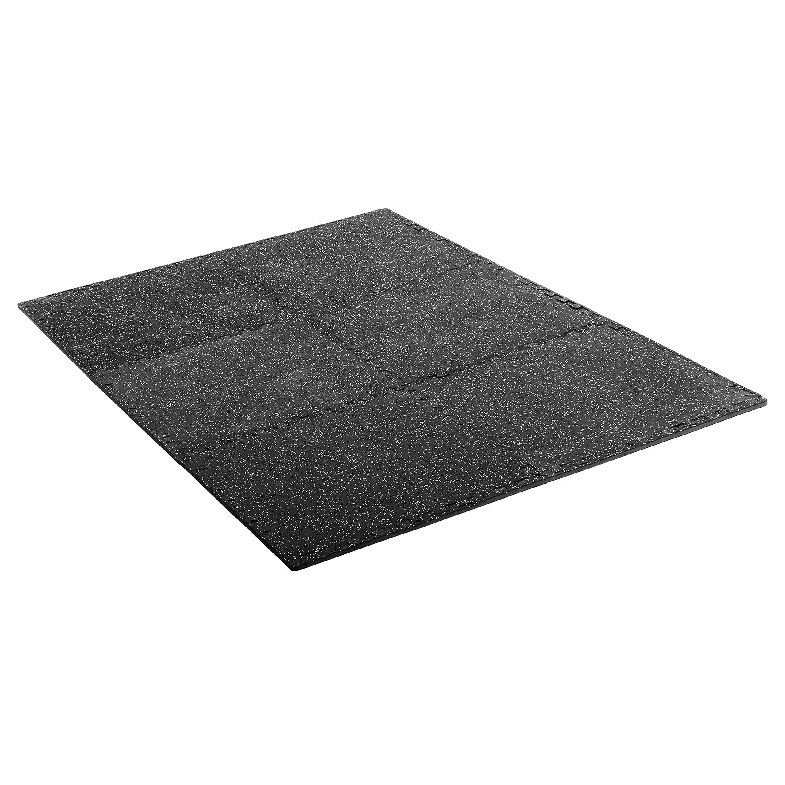 AmazonBasics Rubber Puzzle Mat, White Speckled
