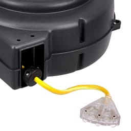 AmazonCommercial Heavy Duty Extension Cord Reel, Retractable 12AWG x 80' Industrial Grade 3C/SJT Glow Strip Cable and LED Triple Tap Connector Power Rating 15A 125VAC 1875W 60Hz