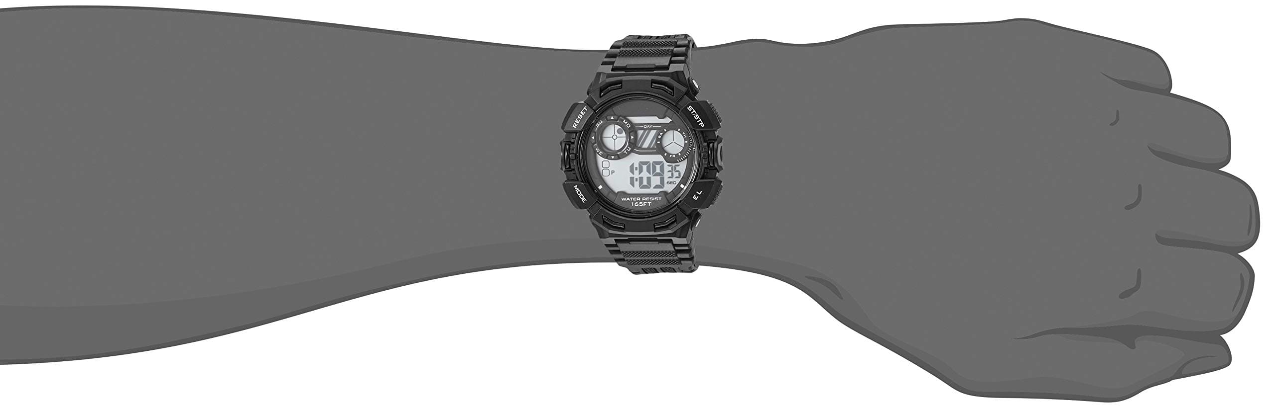 Amazon Essentials Men's Digital Chronograph Black Resin Strap Watch