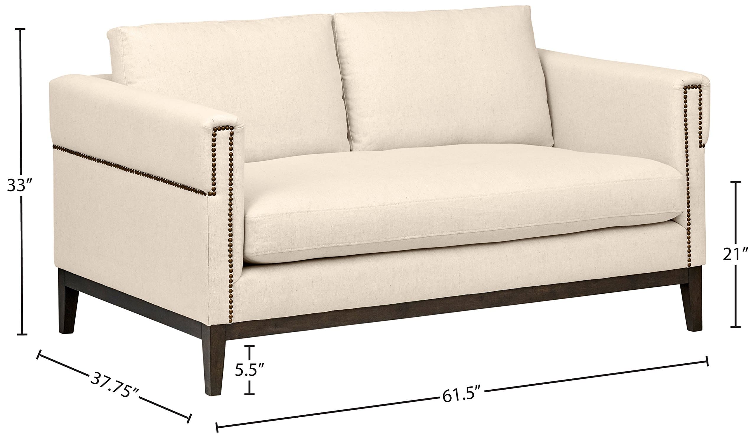 Amazon Brand – Stone & Beam Westport Modern Nailhead Upholstered Loveseat Sofa Couch, 61.5"W