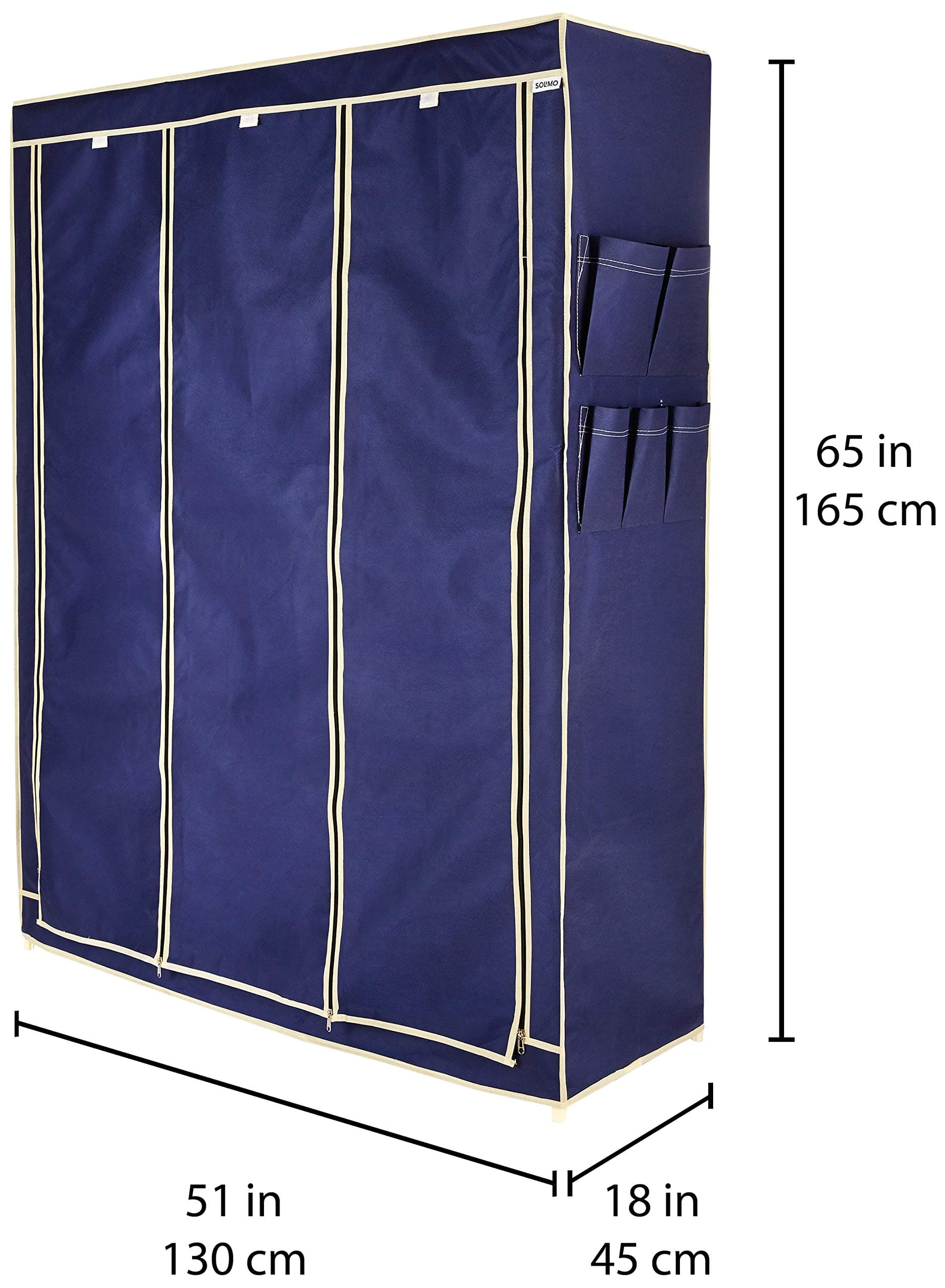 Amazon Brand - Solimo 3-Door Foldable Wardrobe, 8 Racks