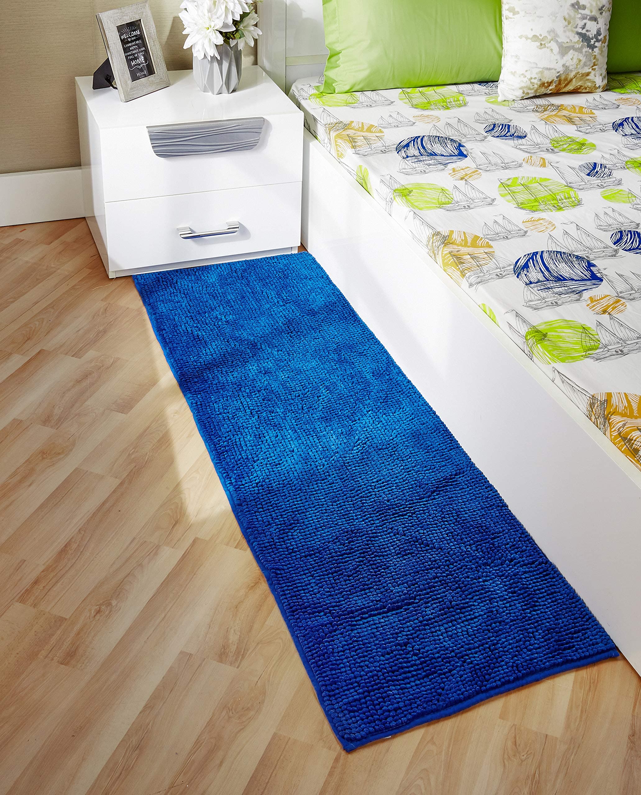 Amazon Brand - Solimo Anti-Slip Microfibre Loop Bedside Runner - 150 x 50 cm
