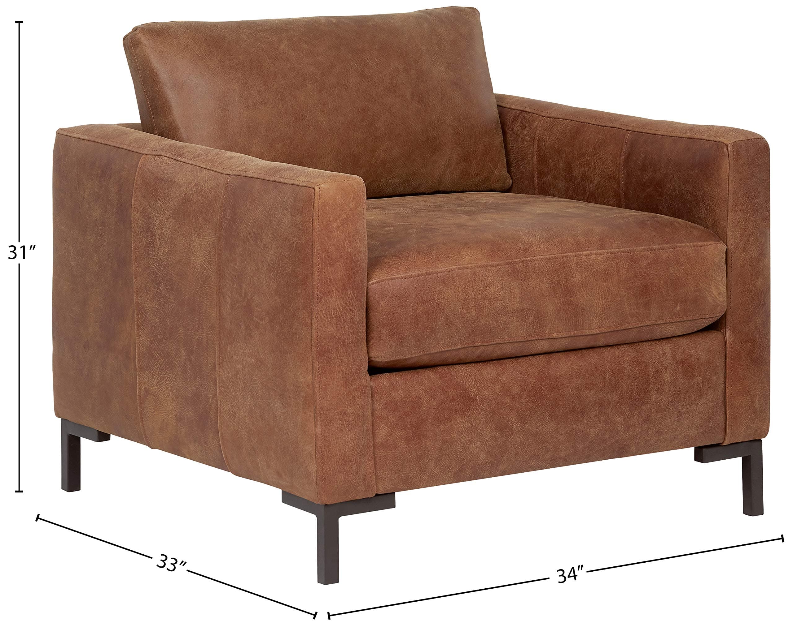 Amazon Brand – Rivet Edgewest Modern Chair, Leather, 34"W