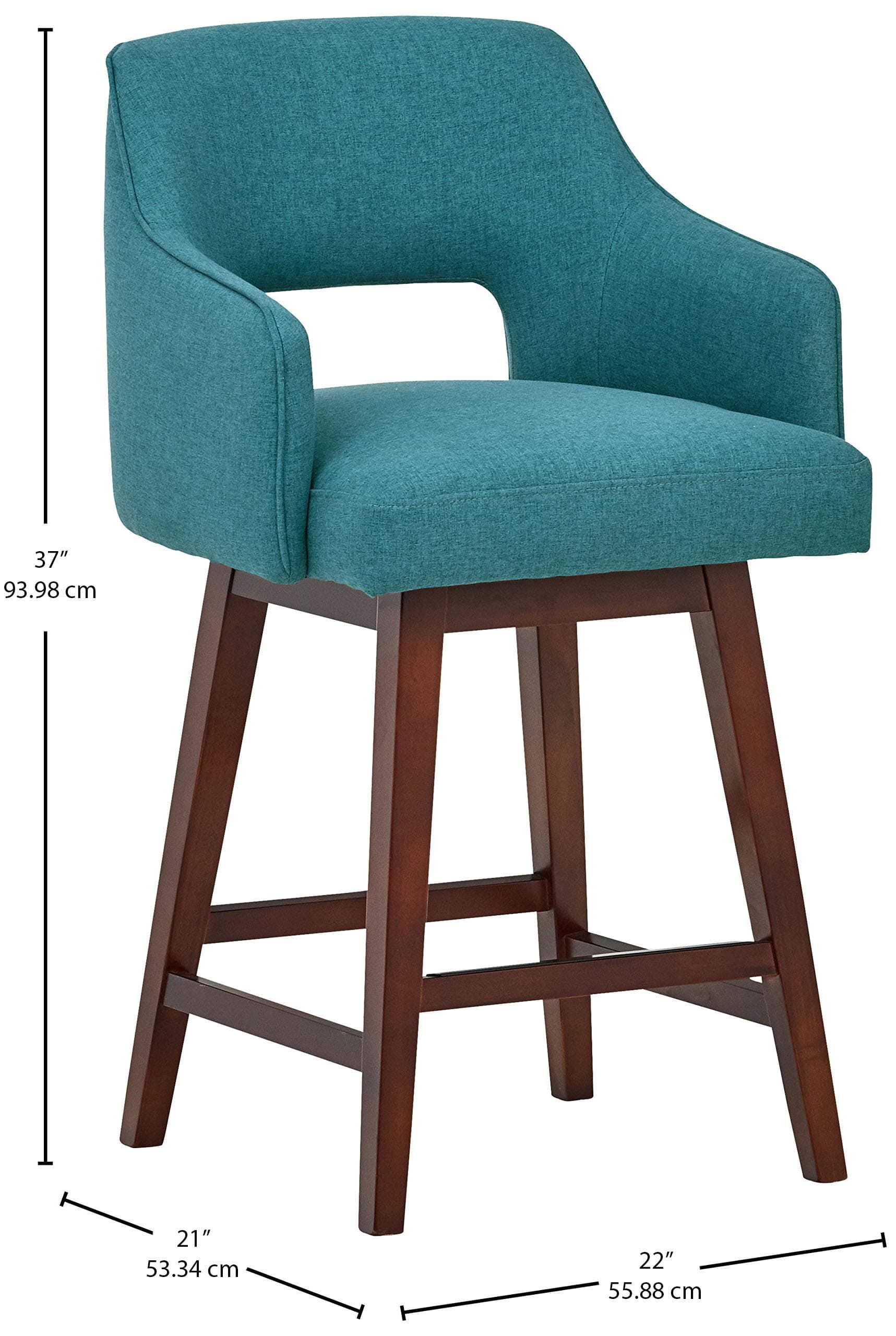 Amazon Brand – Rivet Malida Mid-Century Modern Open Back Swivel Kitchen Counter Height Stool, 37"H