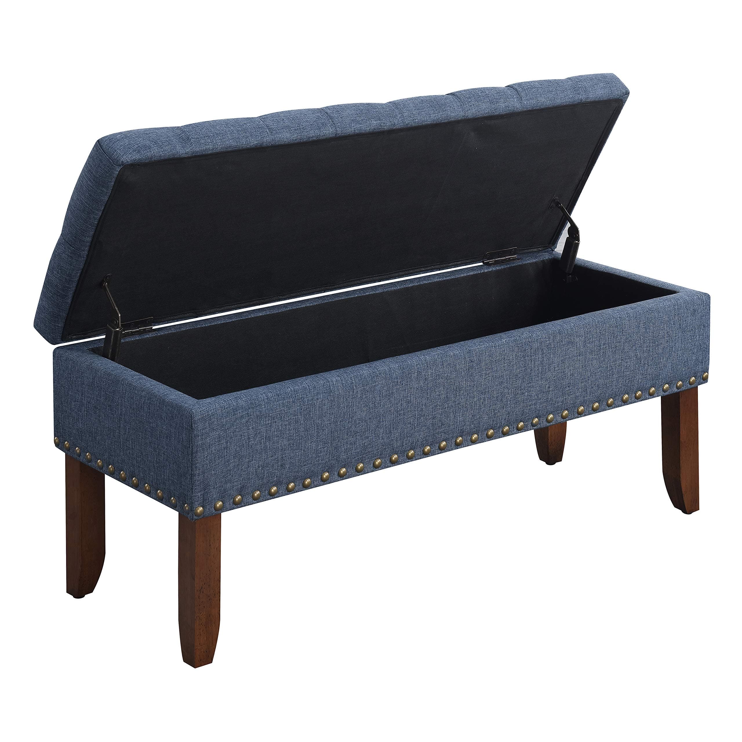 Amazon Brand – Ravenna Home Galer Tufted Nailhead Lift Top Storage Bedroom and Entryway Bench, 15.75"W