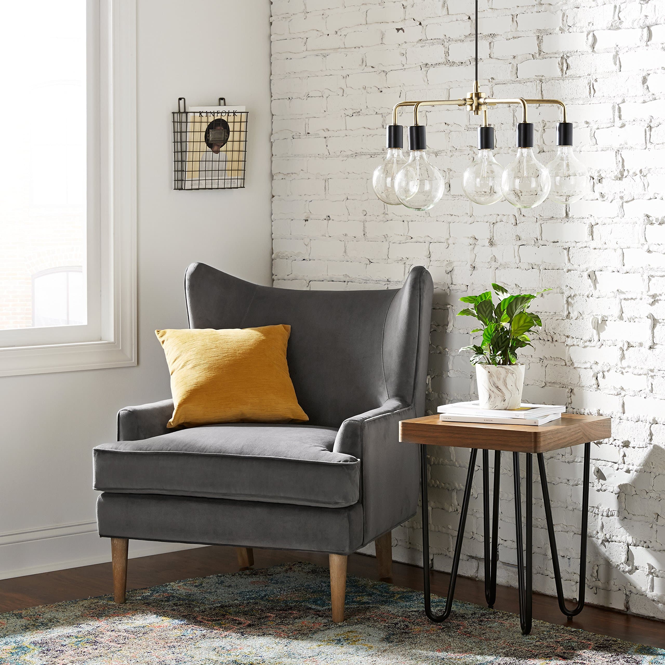 Amazon Brand – Rivet Chelsea Velvet Wing-Back Accent Chair