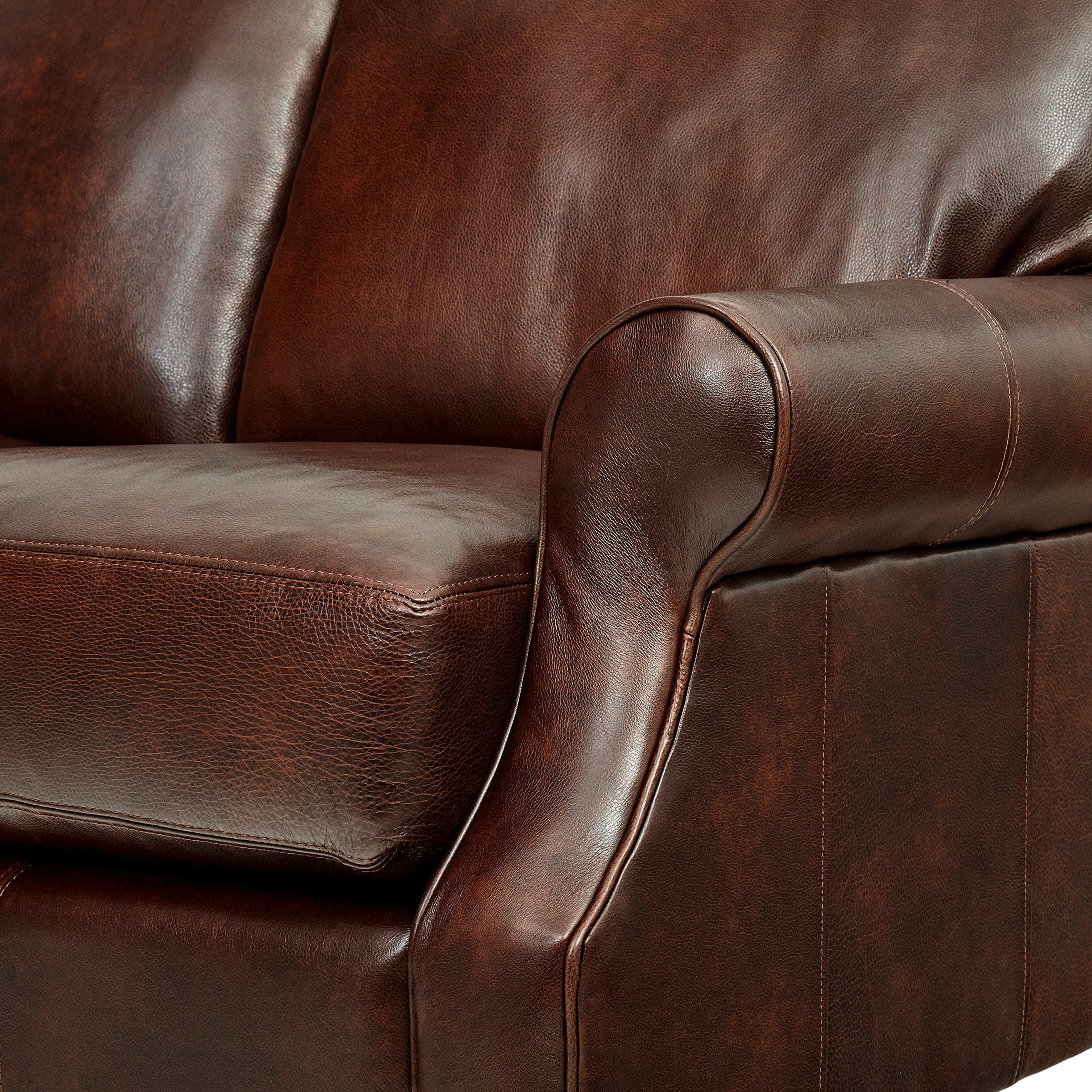 Amazon Brand – Stone & Beam Charles Classic Oversized Leather Sofa, 92"W